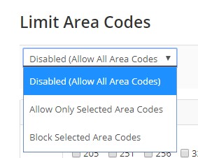 Limit area codes